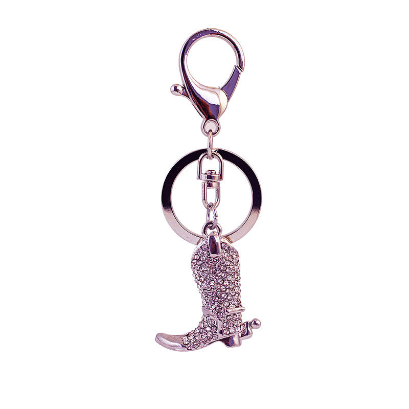 Wholesale Diamond Studded Crystal Boots Shoes Car Zinc Alloy Keychains